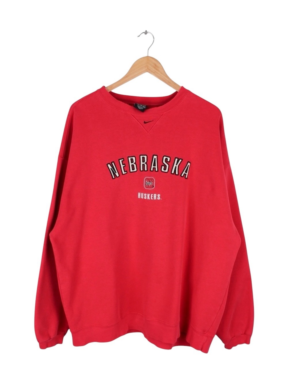 Vintage Nike Team Nebraska Huskers Red Crewneck Sweatshirt‎ XL Center Swoosh